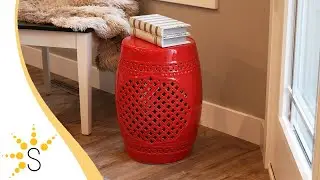Sunnydaze Marrakesh Lattice Ceramic Decorative Garden Stool - 17.75
