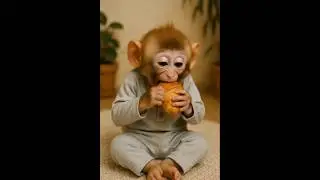 Monkey eating food funny video