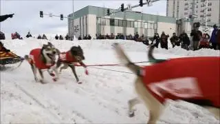 Taking the corner on 4th Ave. 2016 Iditarod Ceremonial Start