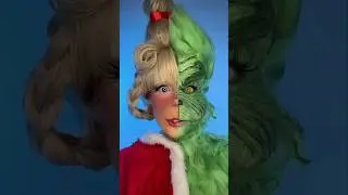 Наполовину Гринч, наполовину Синди Лу Кто! #halfandhalf #christmasmakeup #thegrinchmakeup