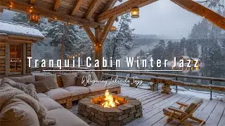 Tranquil Lakeside Cabin Café Porch ❄️ Relaxing Winter Jazz with Cozy Fireplace for Deep Focus & Calm