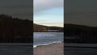 VR train passing through #kajaani #finland #lake #train #vr #freezedlake