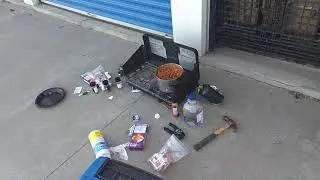 Storage unit camping, more upgrades cooking and t.v. now!
