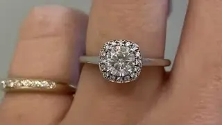 Harlow Moissanite Engagement Ring With Cushion Halo
