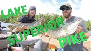 Lake Superior Pike - Fishing for northern pike in a small boat on the largest lake in the world.