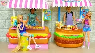 Barbie doll Roadside Burger Stand : Barbie Toy Boneka Mainan Barbie Brinquedo da boneca Barbie