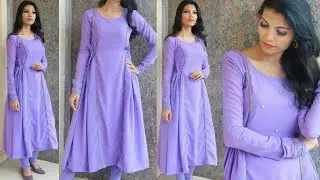 designer side frilled gown cutting and stitching malayalam 👗👗👗💙💙💙 tutorials