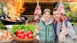 Father & Son BBQ: Cooking Traditional Lamb Liver in Fat Netting Outdoors