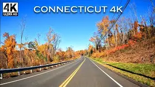 Driving in Fall Colors - Branford, Northford 4K - Connecticut USA