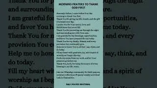 Morning Prayer To Thank God First