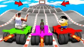 SHINCHAN AND FRANKLIN TRIED THE IMPOSSIBLE CURVY BUMPY ROAD PARKOUR CHALLENGE GTA 5