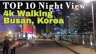 [4K Busan Walk] Best City Night View Busan-Korea | The Bay 101 Cafe | Night walking Busan 더베이101 카페