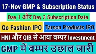 Tarsons Products IPO Day3 Subscription status | Go Fashion IPO Day1 Subscription | All GMP Updates
