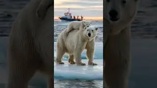 Polar Bear Mother and Cubs Saved by Heroic RescueTeam#PolarBearRescue #WildlifeRescue #IcebergRescue
