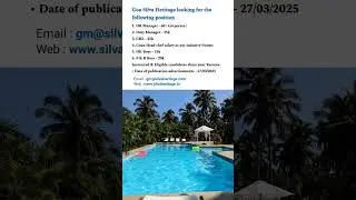 Hotels  & Resort Job in Goa #shorts #trending #jobs #Goa