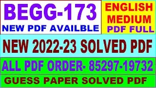 begg 173 solved assignment 2022-23 / begg 173 solved assignment in English / ignou bag begg 173