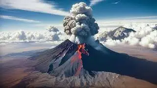 Free Stock Videos - a huge volcanic eruption with clouds of dust up in the sky, aerial view