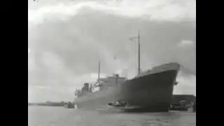 Supertanker in haven van Rotterdam (1950)