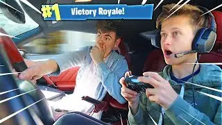 LITTLE BROTHER PLAYS FORTNITE IN SUPERCAR at 100MPH CHALLENGE! *DANGEROUS*