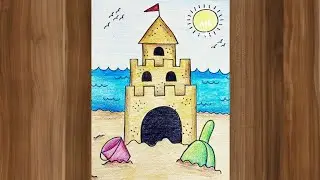 How to Draw a Sand Castle | Easy Beach Drawing