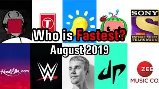 Most Subscribed YouTube Channel Daily Subscriber Change (August 2019)