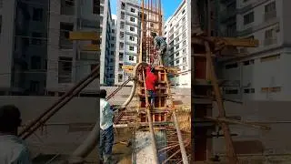 Column casting by RMC Pump #construction #shorts #concrete #engineering #viral