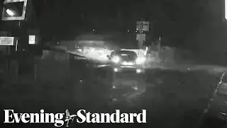 Shocking moment drunk driver veers onto train track caught by CCTV