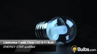 Litetronics 1 watt, clear LED S 11 bulb