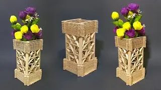 Beautiful Flower Vase From Ice Cream Stick | Handmade Craft Ideas | Ice Cream Stick Craft | 2020