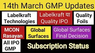 Quality Foils IPO GMP | Global Surfaces IPO GMP | Mcon Rasayan IPO GMP |
