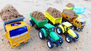 Mini Tractor Loading Sand || Dumper Truck Video || Tractors Transport Sand