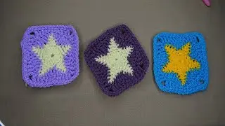 Kwadrat na szydełku z gwiazdą. Kwadrat babuni. Szybki wzór. Crochet square #340