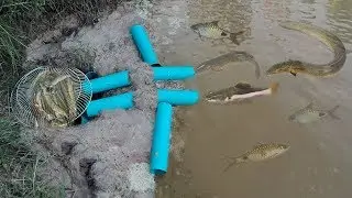 Extremely Creative Amazing Smart Boy Make Fish Trap Deep Hole Using Electric Fan Guard With PVC Pipe