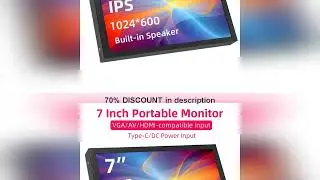#7 Inch Portable Display 1024x600 IPS Screen HDMI-compatible VGA AV Input Monitor for PC Laptop Cam