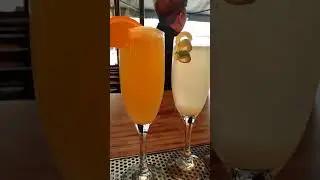 MIMOSA FLIGHT 🌈💕#champagne#bartender  #short#youtubeshorts #drink 🌈