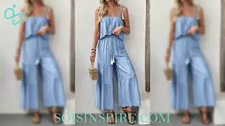 Ruffle Cami Top and Wide Leg Pants Set