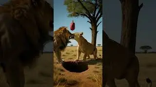 Suspense Moment: Can the Lion Avoid the Trap? #lion #funnyshorts