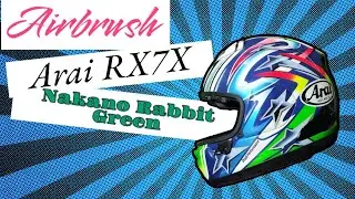 Repaint Airbrush Arai Rx7X Replika Motif Nakano Rabbit