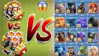 Max Gear Up Multi Mortar vs All troops - Clash of clans