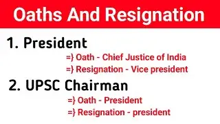 Oaths and Resignation Important question | Important topics for all competitive exam