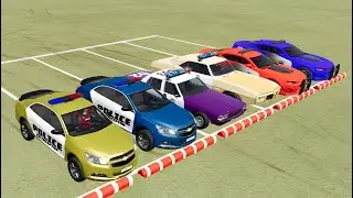 TRANSPORTING POLICE CARS, AMBULANCE, FIRE TRUCK, COLORFUL CARS WITH TRUCK -FS22, p427