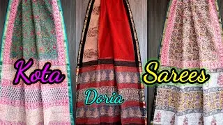 Kota Doria Sarees।। Hand Block print saree ।। Zari Kota Cotton saree ।। Free shipping ।। Bagru print