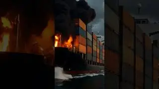 Cargo Ship on Fire in Storm | Workers Panic as Ship Sinks #shorts #ai