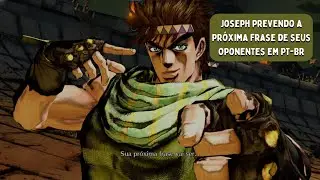 Joseph prevendo a próxima frase de seus oponentes no JoJo's All-Star Battle R em PT-BR