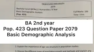 BA 2nd year (Pop.423)Basic Demographic Analysis Question Paper 2079 || Basic Demographic Analysis