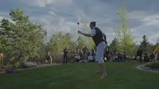 Juicy Life Fire Poi Slackline Performance at the Actualize Earth - Earth Day Gala 2025