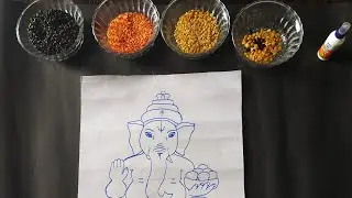 Ganesh grain art~for Ganesha chaturthi~ DIY Ganesha art school project #ganesha #diyganesha