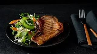 Grilled Pork Chop With Red Onion & Celery Salad