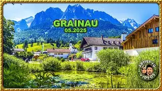 GRAINAU STADTRUNDE + BADERSEE. Mooswald, Tiere, Schach, Kirche, Kletterfelsen, T-800, Zugspitzbahn.