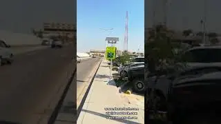 Radar speed sign works beside road
